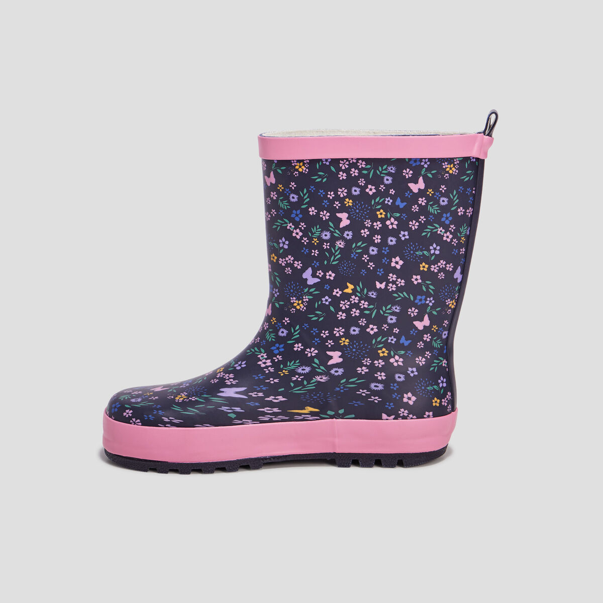 Bottes de pluie imprimé fleuri bleu marine fille