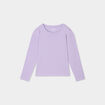 T-shirt coton manches longues à fronces mauve fille