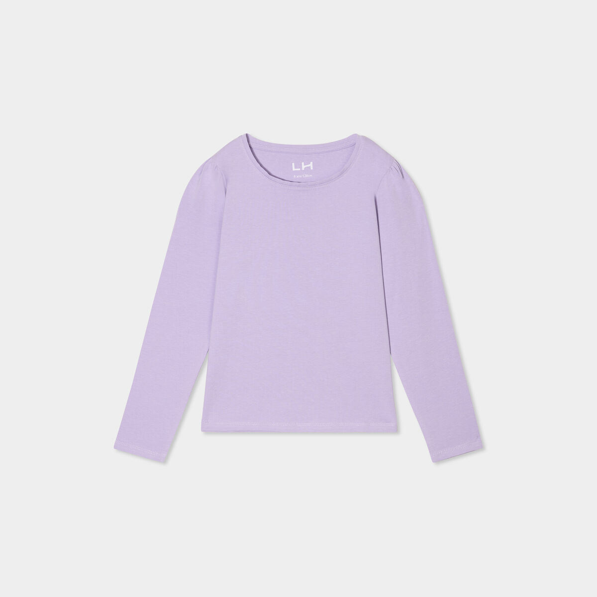 T-shirt coton manches longues à fronces mauve fille