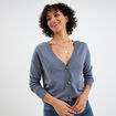 Gilet col en V boutonné bleu gris femme