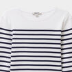 T-shirt marini&egrave;re coton manches longues blanc gar&ccedil;on