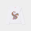 T-shirt à sequins et volants coton ivoire fille