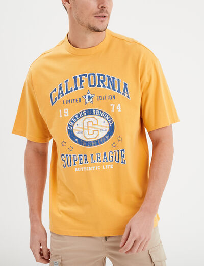 T-shirt oversize manches courtes Creeks jaune or homme