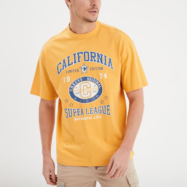 t shirt oversize manches courtes creeks jaune or homme T-shirt oversize manches courtes Creeks jaune or homme