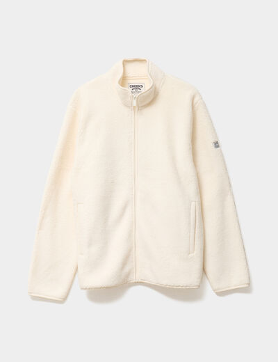 Veste sherpa col camionneur blanc homme