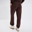 Pantalon jogging droit molleton marron foncé femme