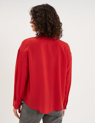 Chemise fluide manches longues rouge femme