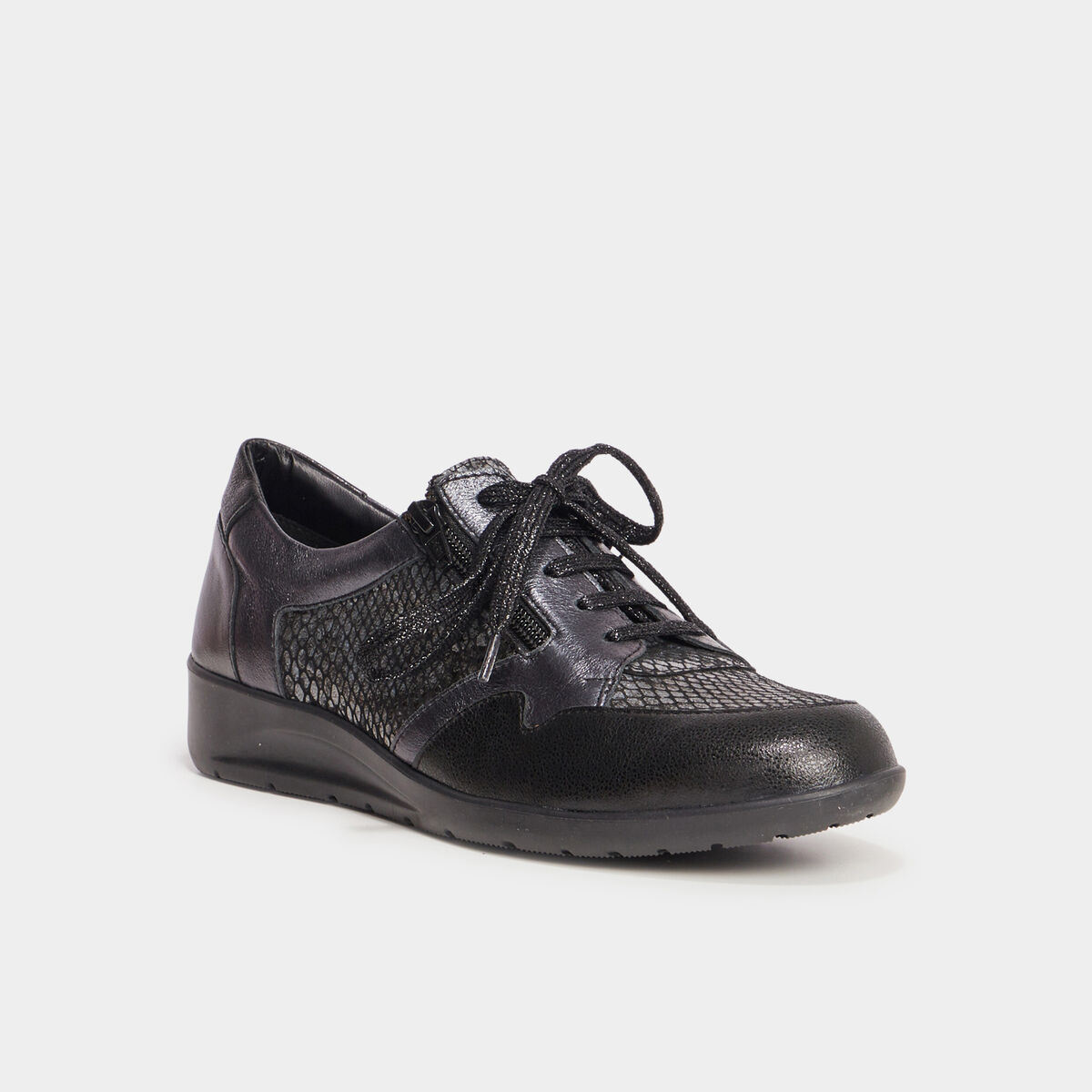 Derbies compensées en cuir Confortissimo noir femme