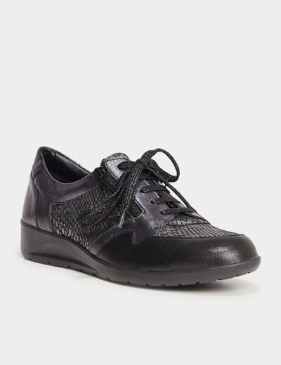 Derbies compensées en cuir Confortissimo noir femme
