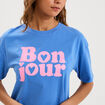 Chemise de nuit coton manches courtes bleu electrique femme