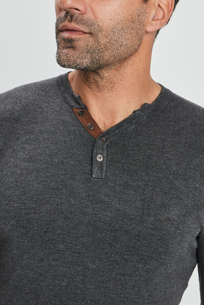 Pull manches longues gris foncé homme