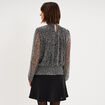 Blouse smock&eacute;e col montant gris argent femme