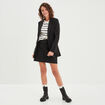Jupe courte trapèze ceinturée noir femme