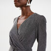 Robe paillettes portefeuille courte gris argent femme