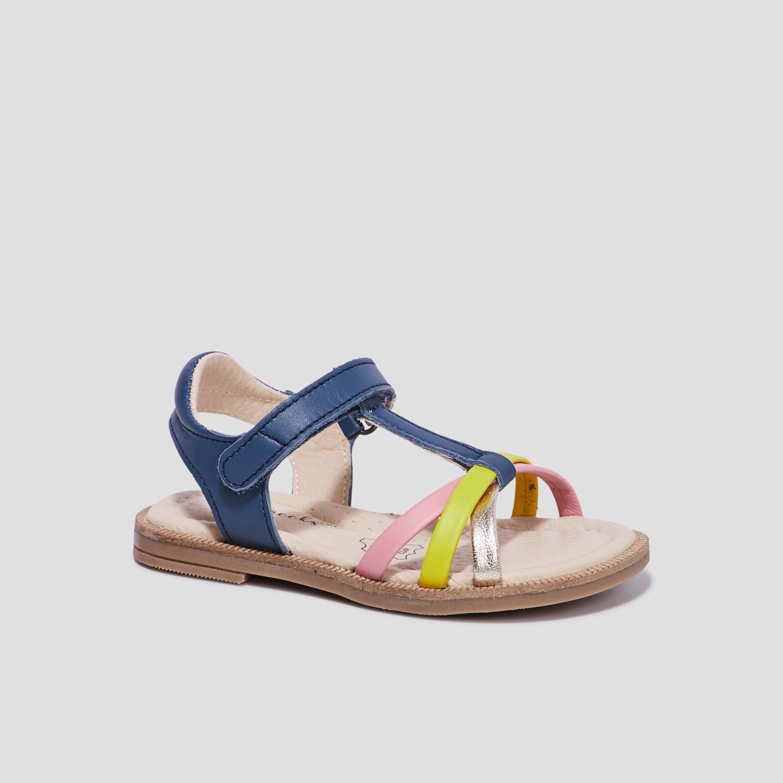 Sandales à scratchs en cuir Creeks multicolore fille CREEKS