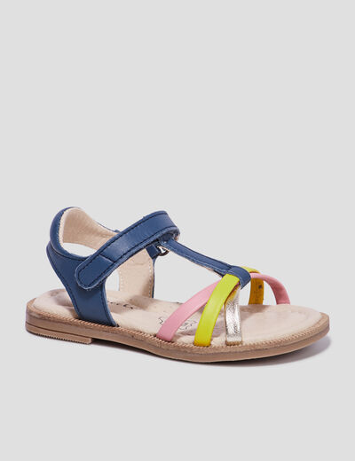 Sandales à scratchs en cuir Creeks multicolore fille