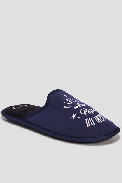 Chaussons mules meilleur papa bleu homme