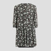 Robe droite fluide manches 3/4 noir femme