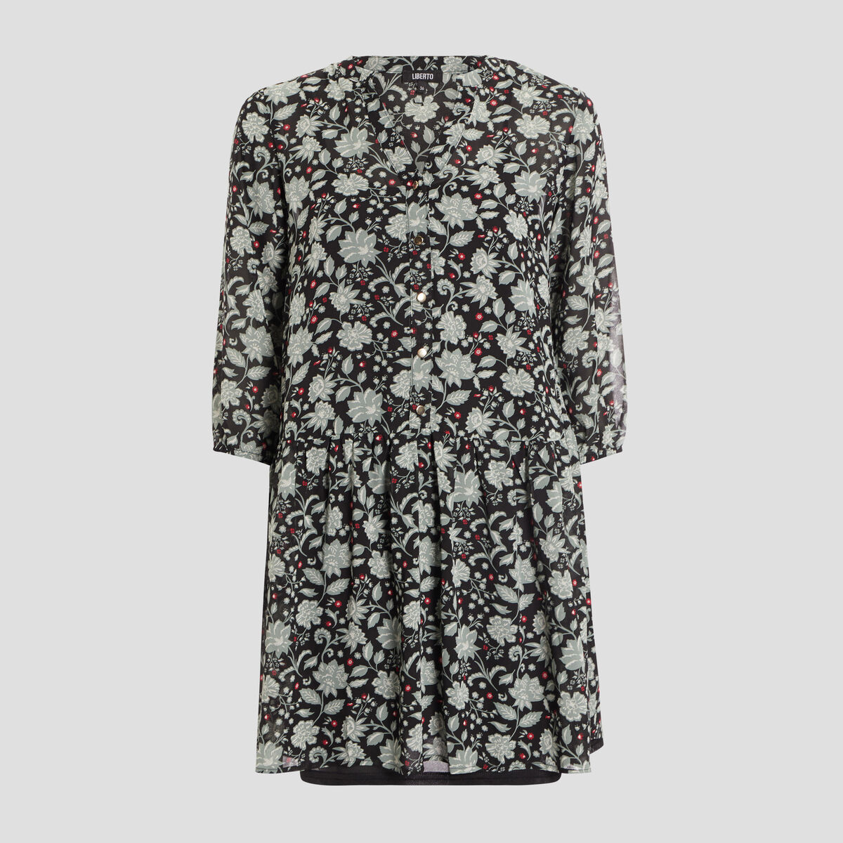 Robe droite fluide manches 3/4 noir femme