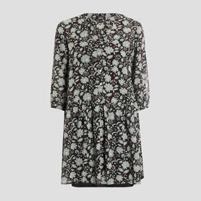 Robe droite fluide manches 3/4 noir femme