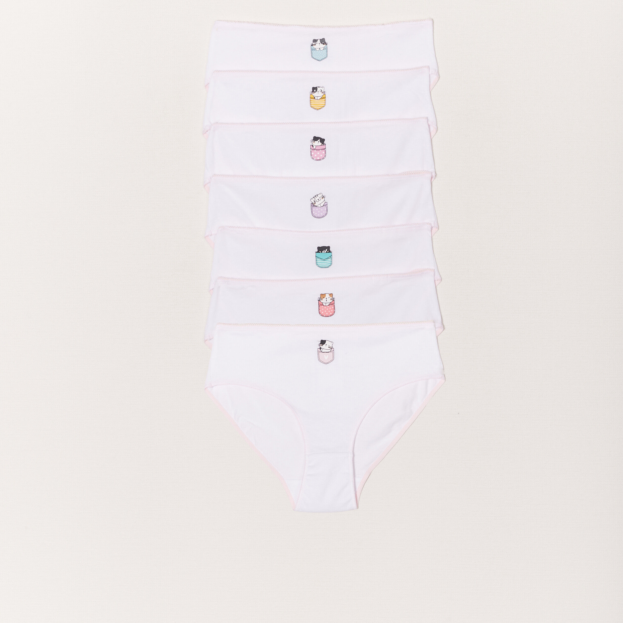 Lot 7 culottes coton blanc fille LH