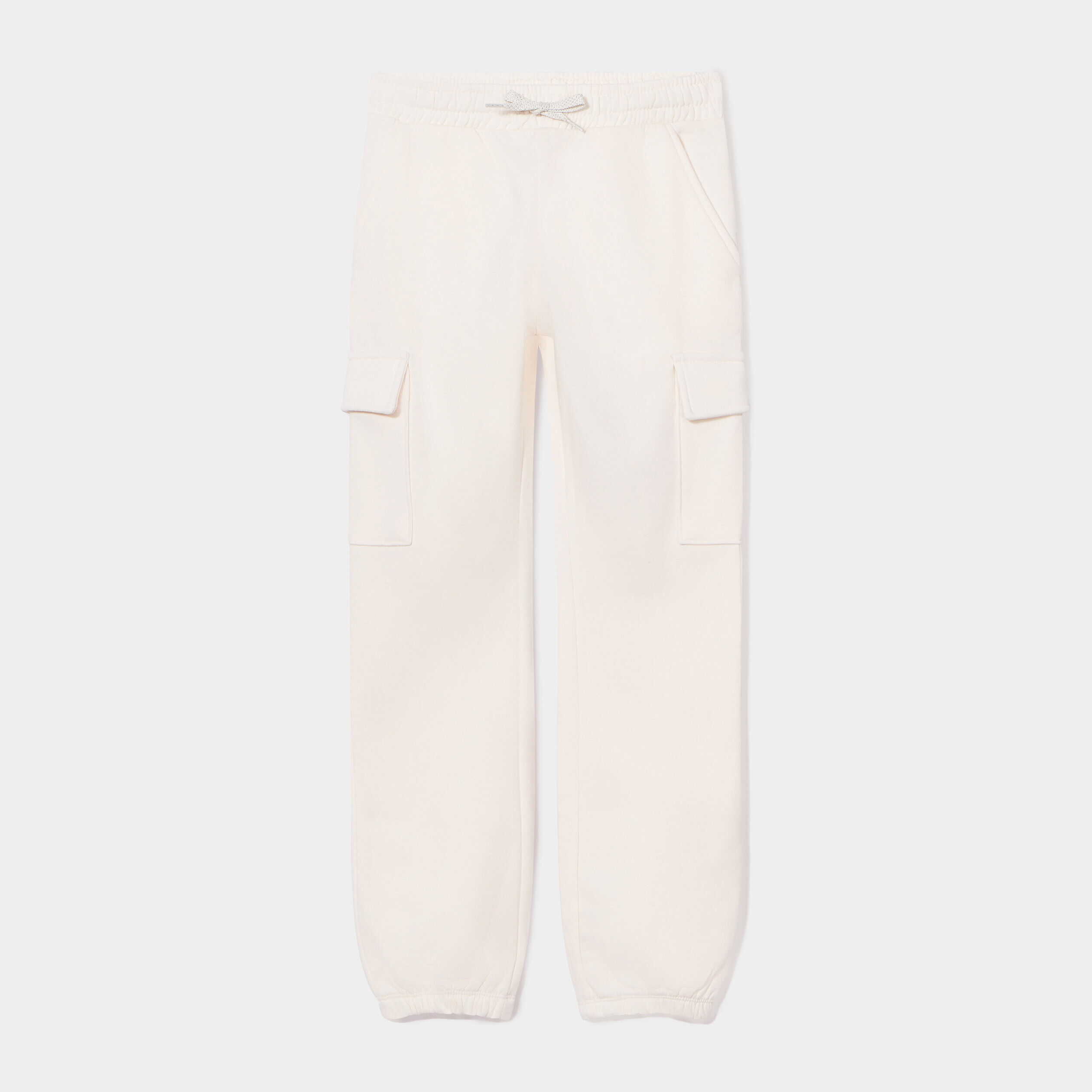 Pantalon de jogging cargo bas élastiqué ivoire fille LH