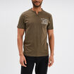 T-shirt col tunisien manches courtes vert kaki homme