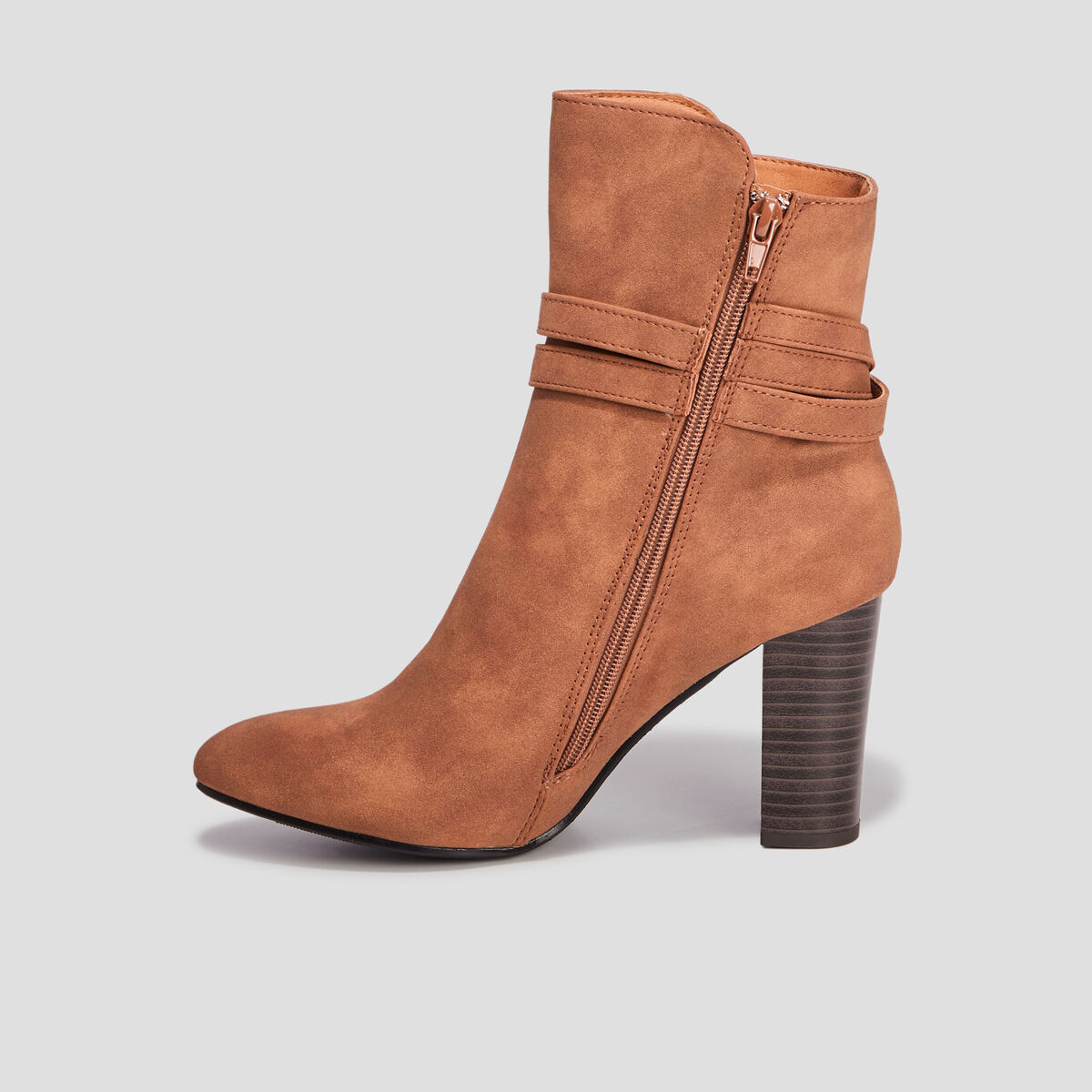 Bottines à talons à brides marron femme