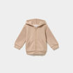 Sweat zipp&eacute; molletonn&eacute; &agrave; capuche sable b&eacute;b&eacute; gar&ccedil;on