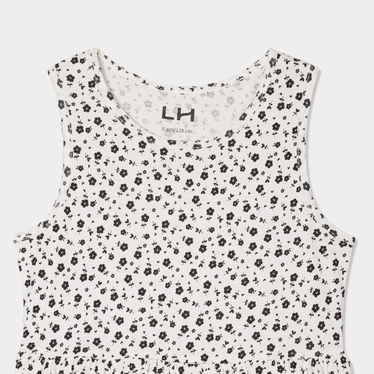 Robe patineuse sans manches coton ecru fille
