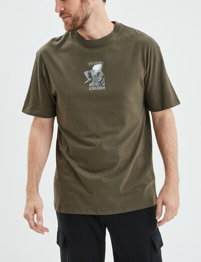 T-shirt manches courtes Kakashi Naruto vert kaki homme