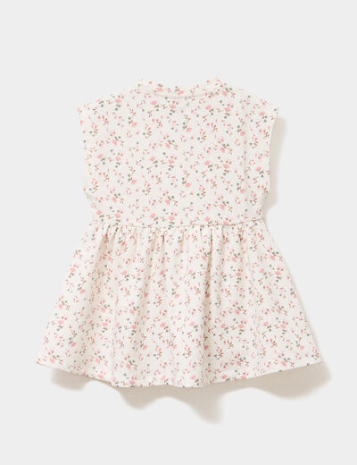 Robe patineuse manches courtes ecru b&eacute;b&eacute; fille