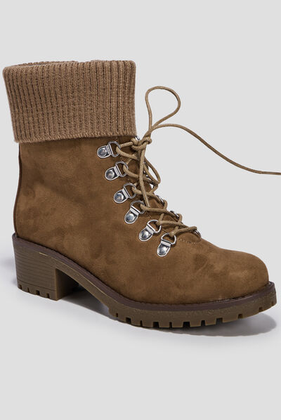 Bottines à lacets sable femme