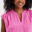 Blouse sans manches col tunisien coton rose fushia femme