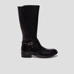 Bottes zippées en cuir avec brides noir fille