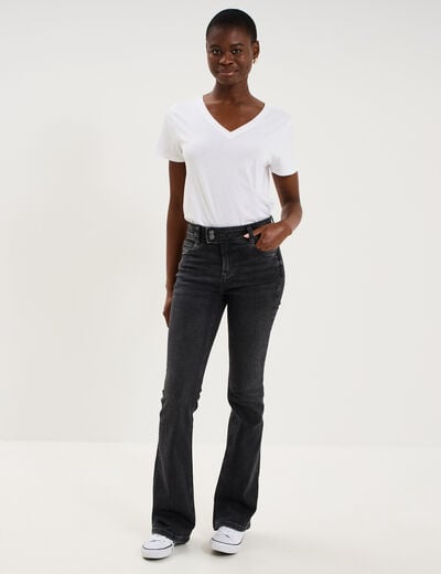 Jean flare taille basse denim noir femme