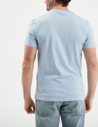 T-shirt en coton manches courtes bleu ciel homme