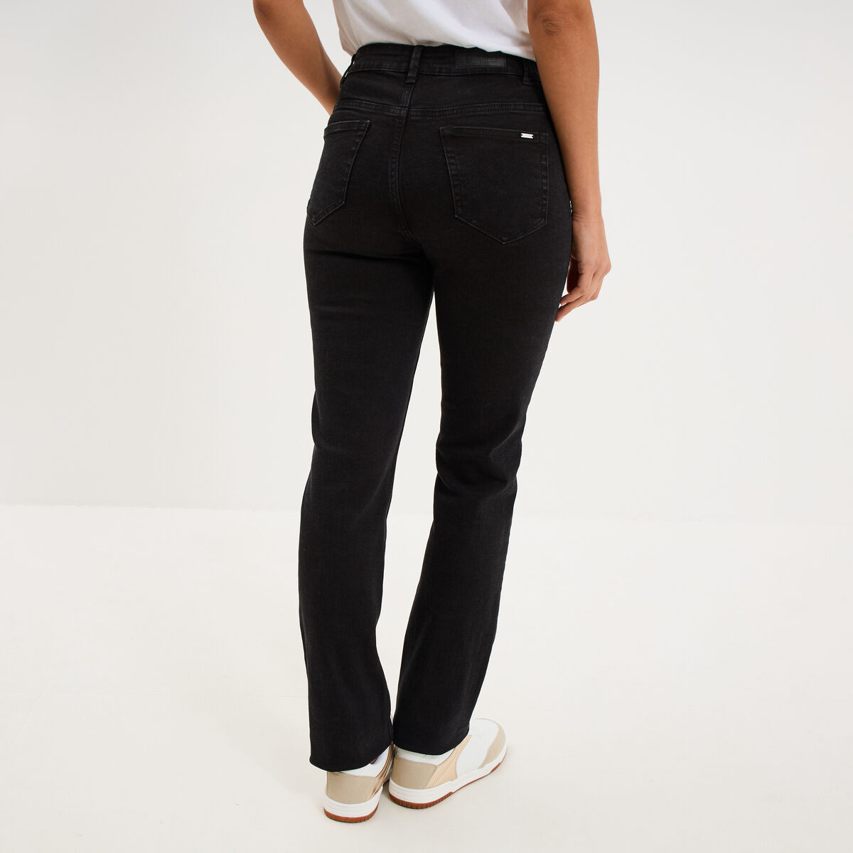 Jeans regular 5 poches coton denim noir femme