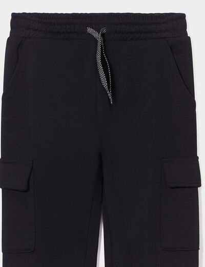 Pantalon de jogging cargo molletonn&eacute; noir fille