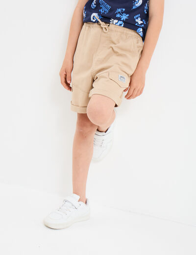 Short cargo regular coton sable garçon
