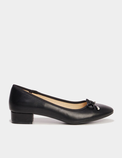 Ballerines à talons détails noeuds noir femme