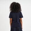 T-shirt col rond manches courtes coton bleu fonc&eacute; femme