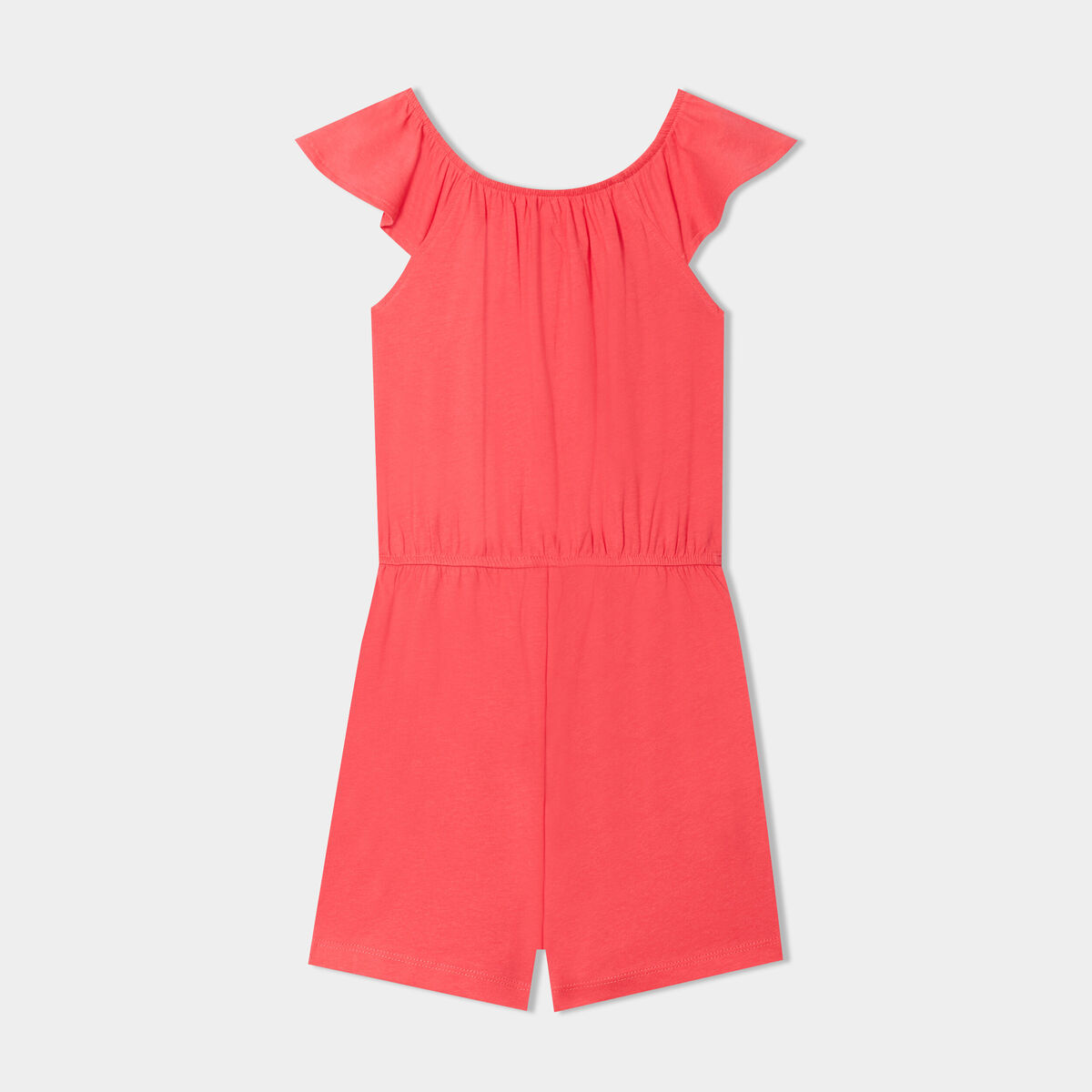 Combishort avec manches courtes volants rose vif fille