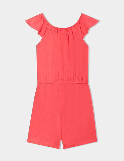 Combishort avec manches courtes volants rose vif fille