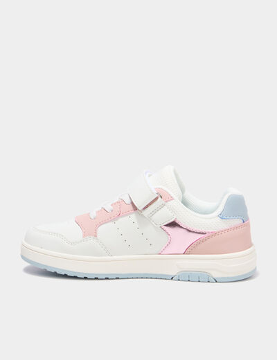Tennis basses &agrave; scratchs bout renforc&eacute; blanc fille