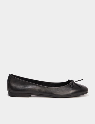 Ballerines plates en cuir noir femme