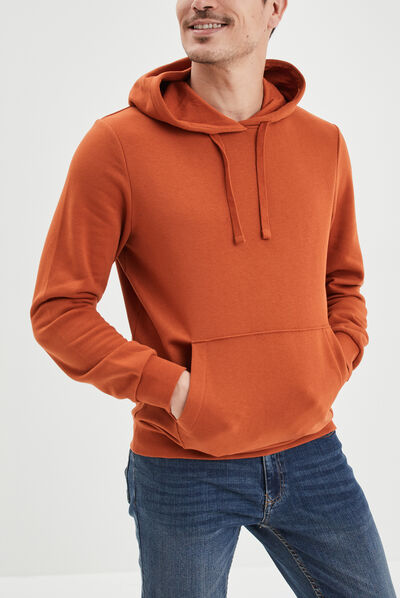 Sweat molleton à capuche hoodie orange foncé homme