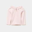 T-shirt côtelé col à volants rose clair bébé fille