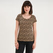 T-shirt coton imprim&eacute; coupe ajust&eacute;e beige femme