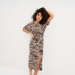 Robe longue fendue manches courtes ecru femme